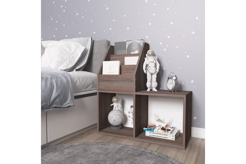 Lasten lehtiteline harmaa/Sonoma-tammi 71x30x78,5 cm lastule - Harmaa - Säilytys - Piensäilytys - Säilytysteline - Lehtiteline
