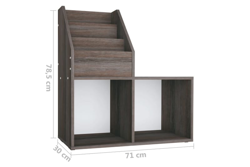 Lasten lehtiteline harmaa/Sonoma-tammi 71x30x78,5 cm lastule - Harmaa - Säilytys - Piensäilytys - Säilytysteline - Lehtiteline