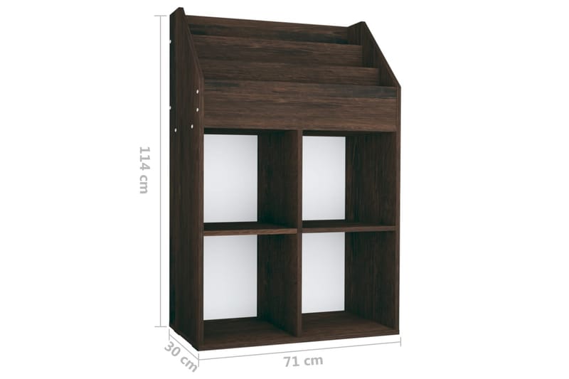 Lasten lehtiteline savutammi 71x30x114 cm lastulevy - Ruskea - Säilytys - Piensäilytys - Säilytysteline - Lehtiteline