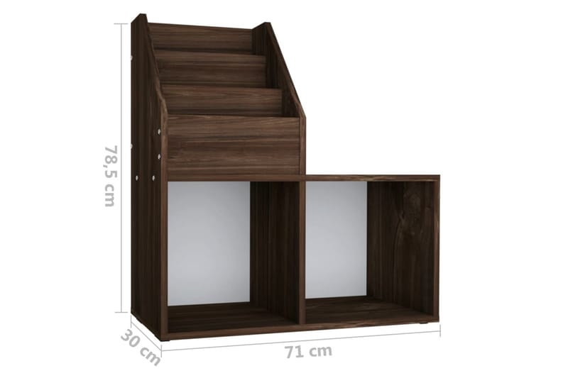 Lasten lehtiteline savutammi 71x30x78,5 cm lastulevy - Ruskea - Säilytys - Piensäilytys - Säilytysteline - Lehtiteline