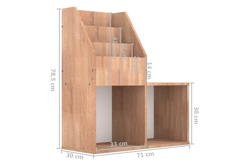 Lasten lehtiteline Sonoma-tammi 71x30x78,5 cm lastulevy - Ruskea - Säilytys - Piensäilytys - Säilytysteline - Lehtiteline