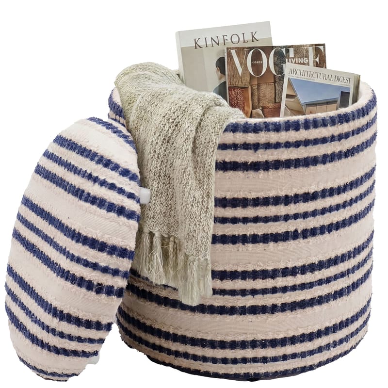 Öster pyöreä säilytysrahi puuvillasta - beige, tummansininen - Säilytys - Piensäilytys - Säilytyskorit