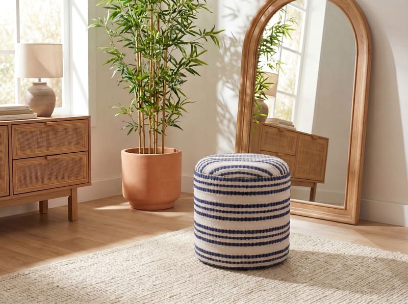 Öster pyöreä säilytysrahi puuvillasta - beige, tummansininen - Säilytys - Piensäilytys - Säilytyskorit