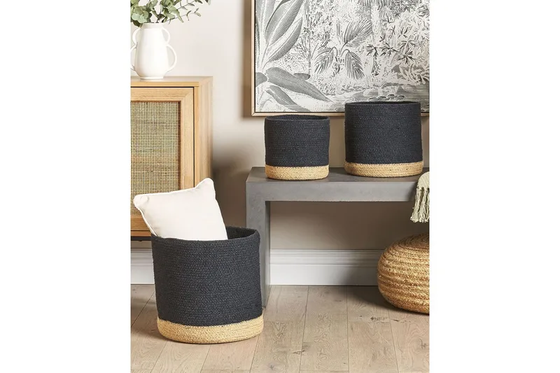 Kori Basima setti, 3 kpl Beige, musta - Beige, musta - Säilytys - Piensäilytys - Säilytyskorit