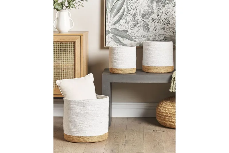 Kori Basima setti, 3 kpl Beige, valkoinen - Beige, valkoinen - Säilytys - Piensäilytys - Säilytyskorit