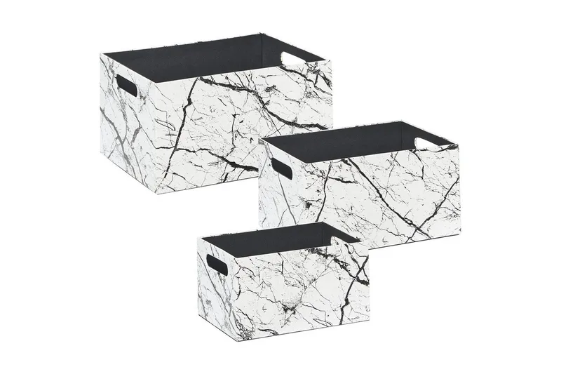 Kori Larsa sarja 3 Valkoinen/Musta - Valkoinen/Musta - Säilytys - Piensäilytys - Säilytyskorit