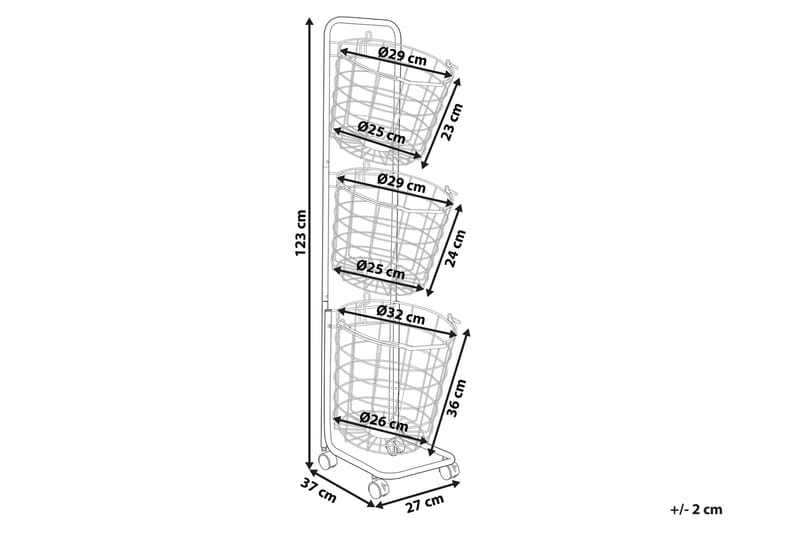 Metalliteline Yamales 37 cm 3 koria - Musta - Säilytys - Piensäilytys - Säilytyskorit - Lankakori