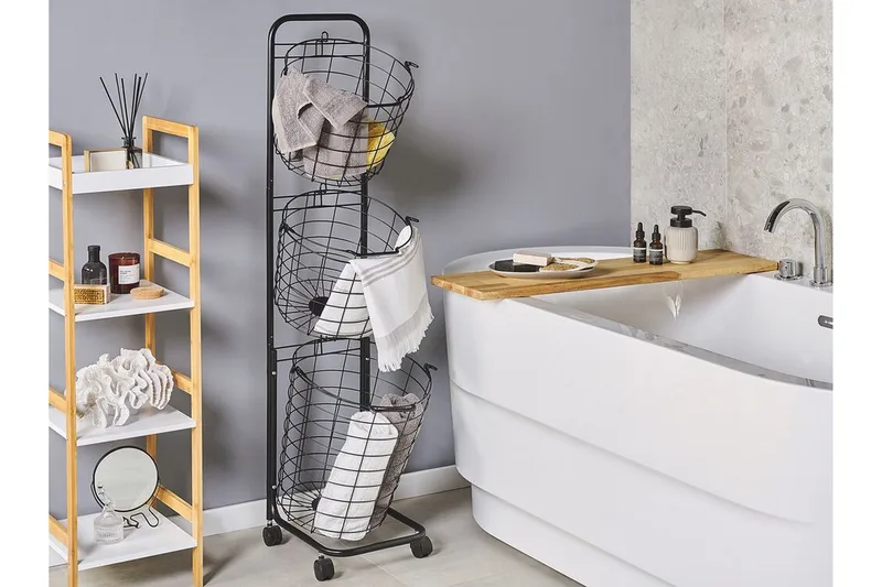 Metalliteline Yamales 37 cm 3 koria - Musta - Säilytys - Piensäilytys - Säilytyskorit - Lankakori