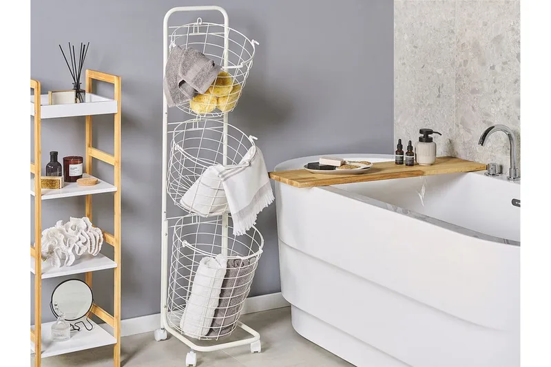 Metalliteline Yamales 37 cm 3 koria - Valkoinen - Säilytys - Piensäilytys - Säilytyskorit - Lankakori