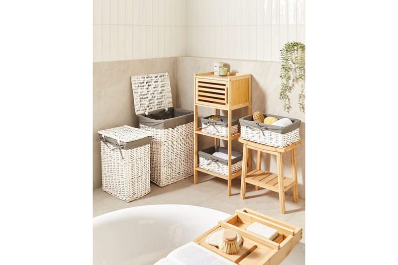 Pyykkikorit Ella Harmaa/valkoinen - Harmaa/valkoinen - Talo & remontointi - Keittiö & kylpyhuone - Keittiö & kodinhoitohuone - Kuivaus & pesutarvikkeet - Pyykkikori