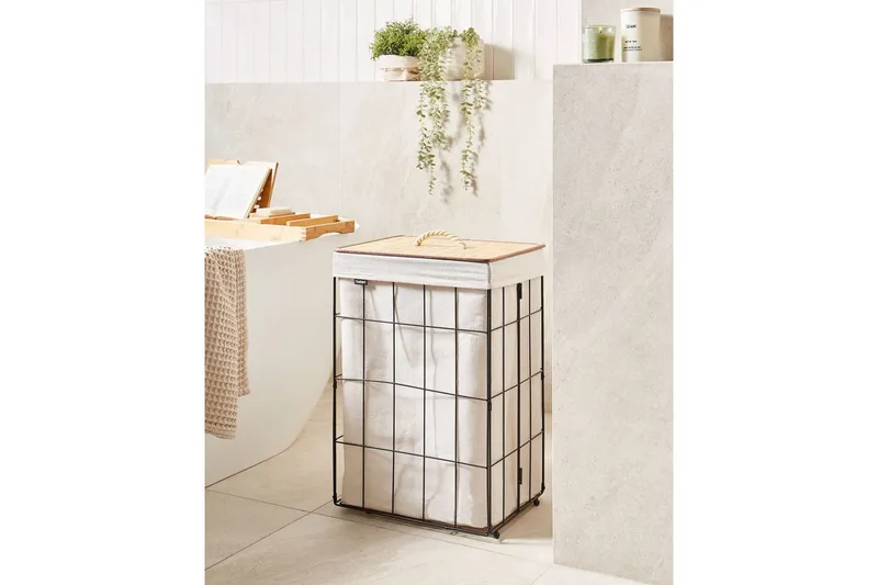 Pyykkikorit Mirissa Musta/Valkoinen/Vaalea Puu - Musta/Valkoinen/Vaalea Puu - Talo & remontointi - Keittiö & kylpyhuone - Keittiö & kodinhoitohuone - Kuivaus & pesutarvikkeet - Pyykkikori