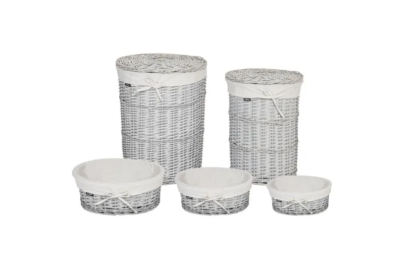 Pyykkikorit Vakari Valkoinen/Harmaa - Valkoinen/Harmaa - Säilytys - Piensäilytys - Säilytyskorit