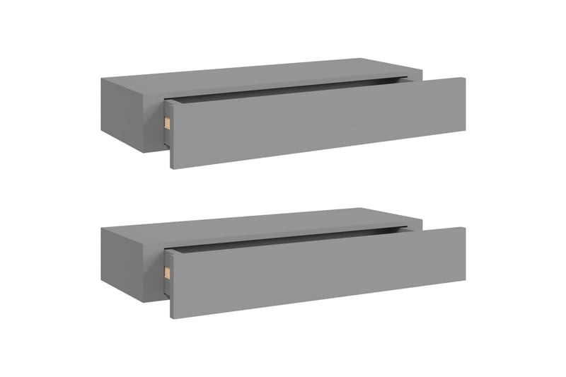 Laatikkohyllyt seinälle 2 kpl harmaa 60x23,5x10 cm MDF - Harmaa - Säilytys - Piensäilytys - Säilytyslaatikko