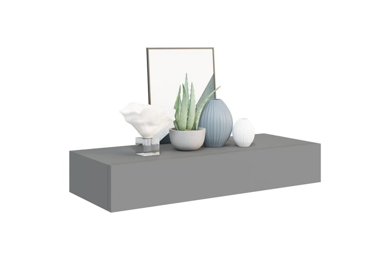 Laatikkohyllyt seinälle 2 kpl harmaa 60x23,5x10 cm MDF - Harmaa - Säilytys - Piensäilytys - Säilytyslaatikko