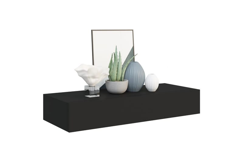 Laatikkohyllyt seinälle 2 kpl musta 60x23,5x10 cm MDF - Musta - Säilytys - Piensäilytys - Säilytyslaatikko