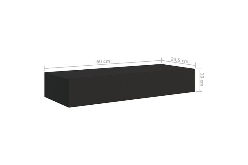 Laatikkohyllyt seinälle 2 kpl musta 60x23,5x10 cm MDF - Musta - Säilytys - Piensäilytys - Säilytyslaatikko