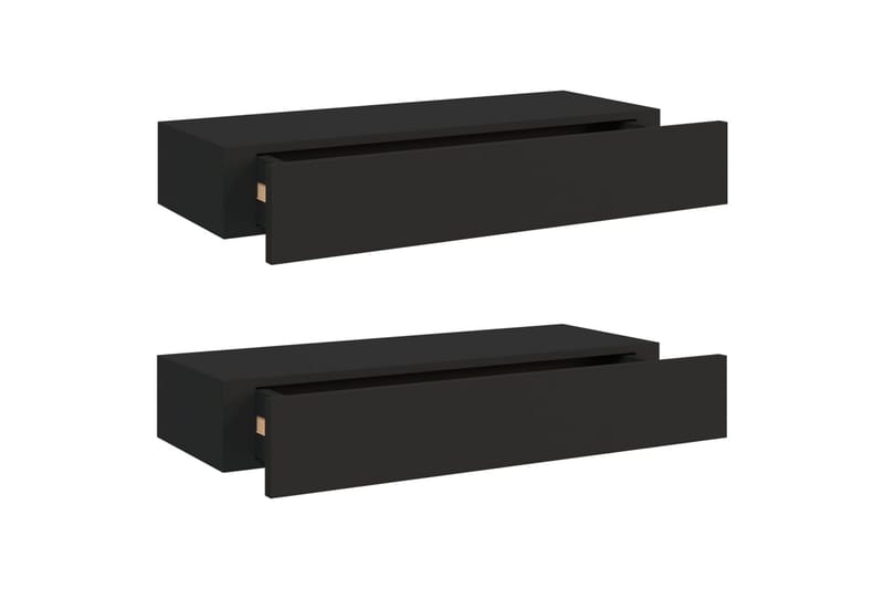 Laatikkohyllyt seinälle 2 kpl musta 60x23,5x10 cm MDF - Musta - Säilytys - Piensäilytys - Säilytyslaatikko