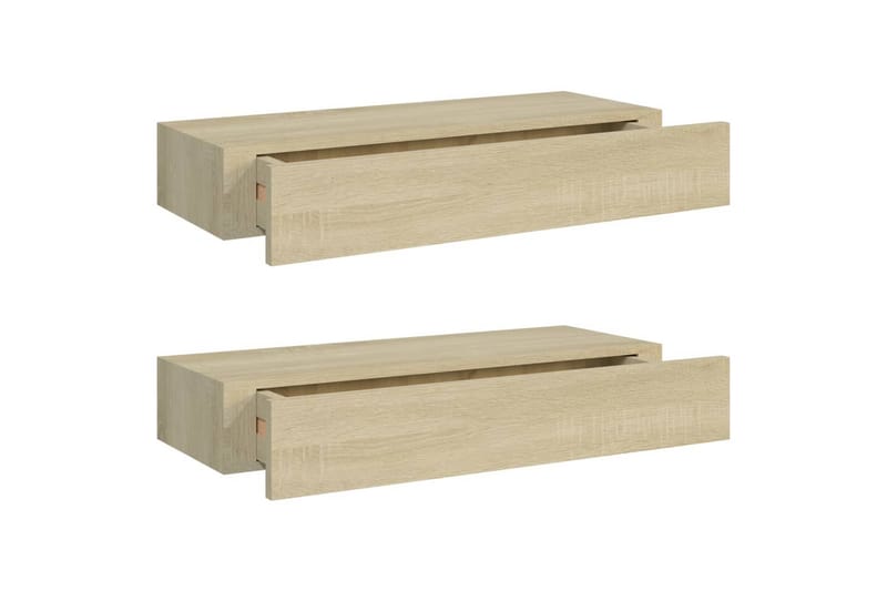 Laatikkohyllyt seinälle 2 kpl tammi 60x23,5x10 cm MDF - Ruskea - Säilytys - Piensäilytys - Säilytyslaatikko
