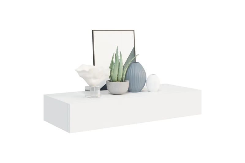 Laatikkohyllyt seinälle 2 kpl valkoinen 60x23,5x10 cm MDF - Valkoinen - Säilytys - Piensäilytys - Säilytyslaatikko