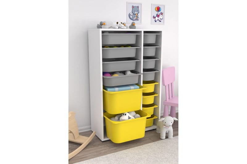 Monikäyttöinen kaappi Core (69,5 x 109 x 30 cm) Valkoinen / Harmaa / Keltainen - Valkoinen / Harmaa / Keltainen - Säilytys - Piensäilytys - Säilytyslaatikko