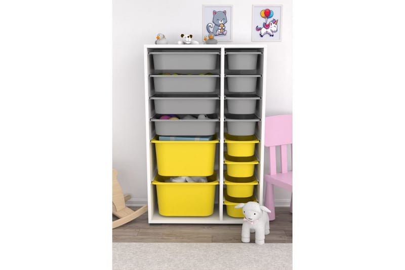 Monikäyttöinen kaappi Core (69,5 x 109 x 30 cm) Valkoinen / Harmaa / Keltainen - Valkoinen / Harmaa / Keltainen - Säilytys - Piensäilytys - Säilytyslaatikko