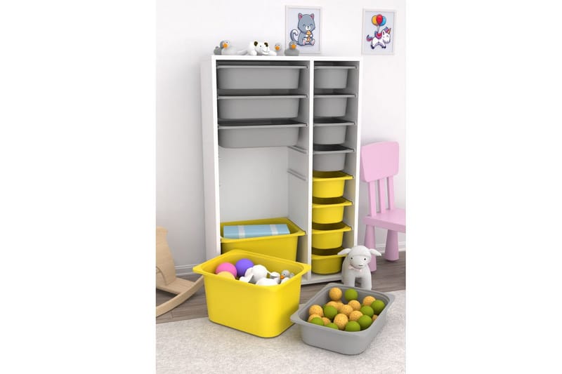Monikäyttöinen kaappi Core (69,5 x 109 x 30 cm) Valkoinen / Harmaa / Keltainen - Valkoinen / Harmaa / Keltainen - Säilytys - Piensäilytys - Säilytyslaatikko