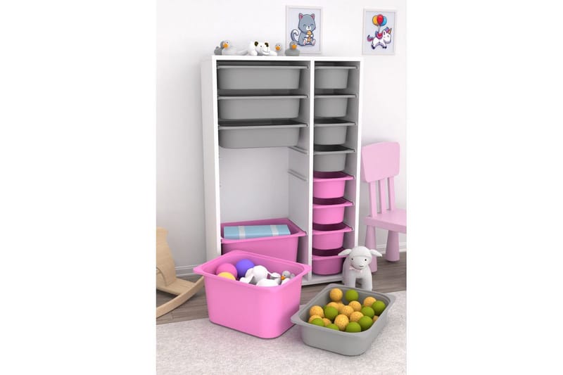 Monikäyttöinen kaappi Core (69,5 x 109 x 30 cm) Valkoinen / Harmaa / Vaaleanpunainen - Valkoinen / Harmaa / Vaaleanpunainen - Säilytys - Piensäilytys - Säilytyslaatikko