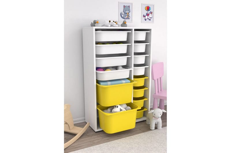 Monikäyttöinen kaappi Core (69,5 x 109 x 30 cm) Valkoinen / Keltainen - Valkoinen / Keltainen - Säilytys - Piensäilytys - Säilytyslaatikko