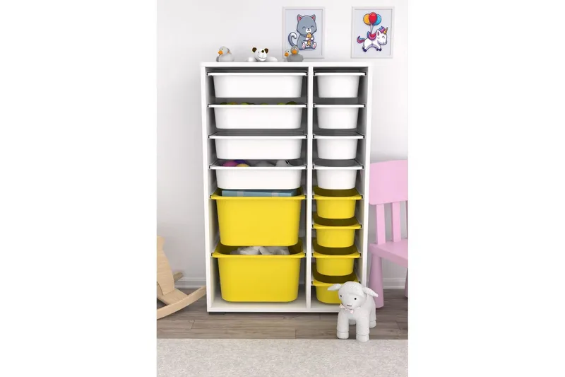 Monikäyttöinen kaappi Core (69,5 x 109 x 30 cm) Valkoinen / Keltainen - Valkoinen / Keltainen - Säilytys - Piensäilytys - Säilytyslaatikko