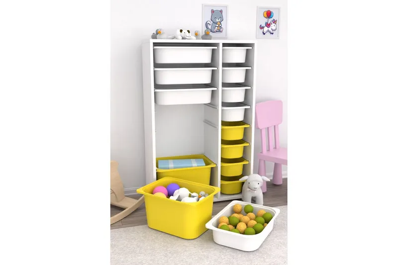 Monikäyttöinen kaappi Core (69,5 x 109 x 30 cm) Valkoinen / Keltainen - Valkoinen / Keltainen - Säilytys - Piensäilytys - Säilytyslaatikko