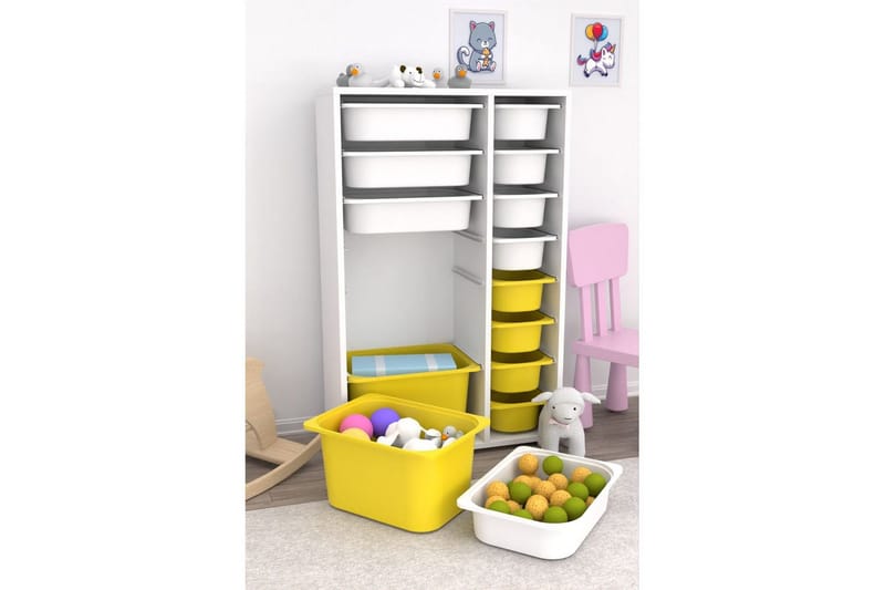 Monikäyttöinen kaappi Core (69,5 x 109 x 30 cm) Valkoinen / Keltainen - Valkoinen / Keltainen - Säilytys - Piensäilytys - Säilytyslaatikko