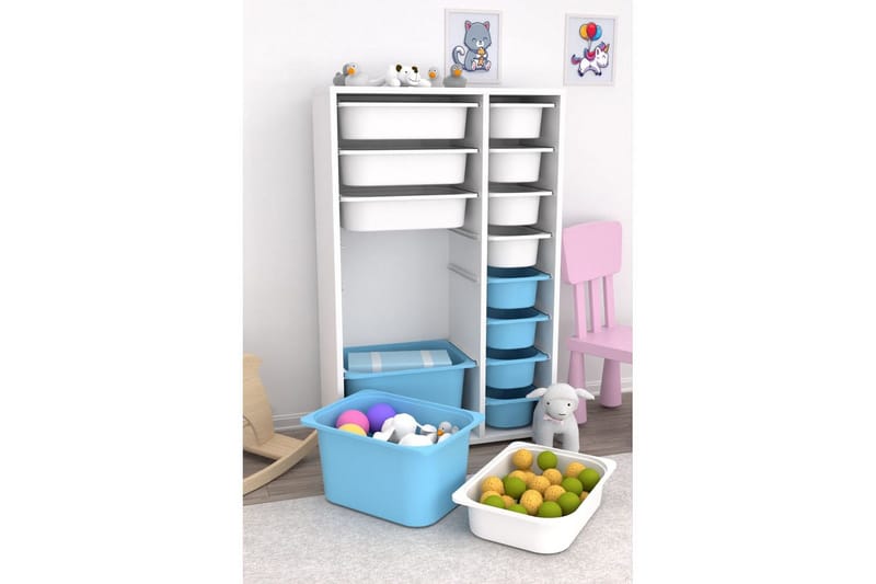 Monikäyttöinen kaappi Core (69,5 x 109 x 30 cm) Valkoinen / Sininen - Valkoinen / Sininen - Säilytys - Piensäilytys - Säilytyslaatikko