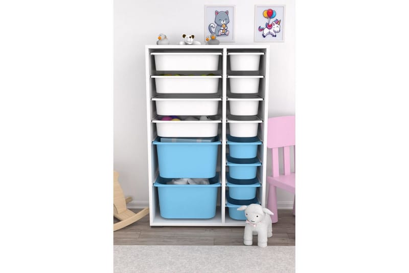 Monikäyttöinen kaappi Core (69,5 x 109 x 30 cm) Valkoinen / Sininen - Valkoinen / Sininen - Säilytys - Piensäilytys - Säilytyslaatikko