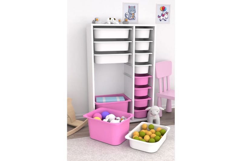 Monikäyttöinen kaappi Core (69,5 x 109 x 30 cm) Valkoinen / Vaaleanpunainen - Valkoinen / Vaaleanpunainen - Säilytys - Piensäilytys - Säilytyslaatikko