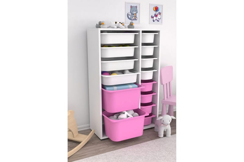 Monikäyttöinen kaappi Core (69,5 x 109 x 30 cm) Valkoinen / Vaaleanpunainen - Valkoinen / Vaaleanpunainen - Säilytys - Piensäilytys - Säilytyslaatikko