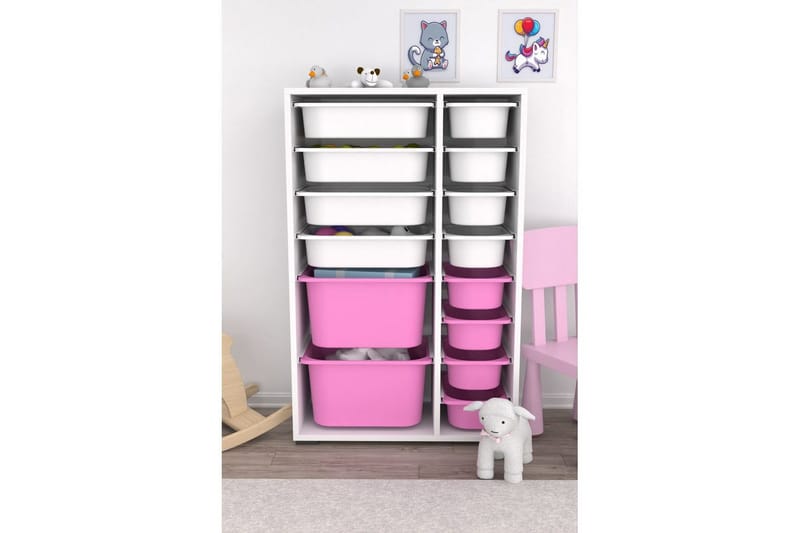 Monikäyttöinen kaappi Core (69,5 x 109 x 30 cm) Valkoinen / Vaaleanpunainen - Valkoinen / Vaaleanpunainen - Säilytys - Piensäilytys - Säilytyslaatikko