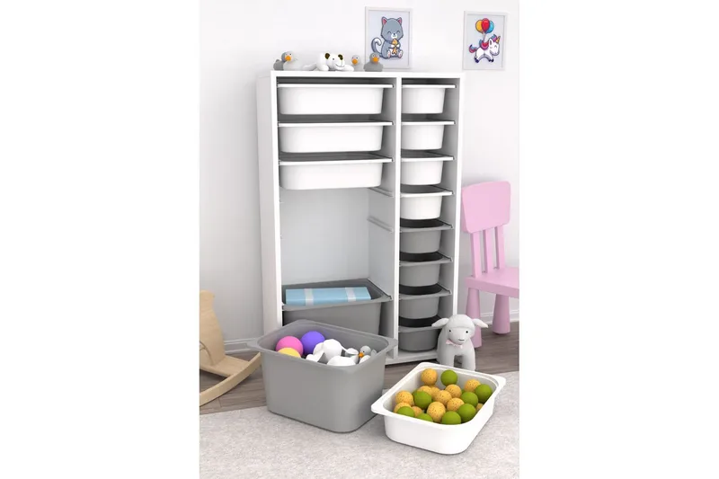 Monikäyttöinen kaappi Core (69,5 x 109 x 30 cm) ValkoinenHarmaa 2 - ValkoinenHarmaa 2 - Säilytys - Piensäilytys - Säilytyslaatikko