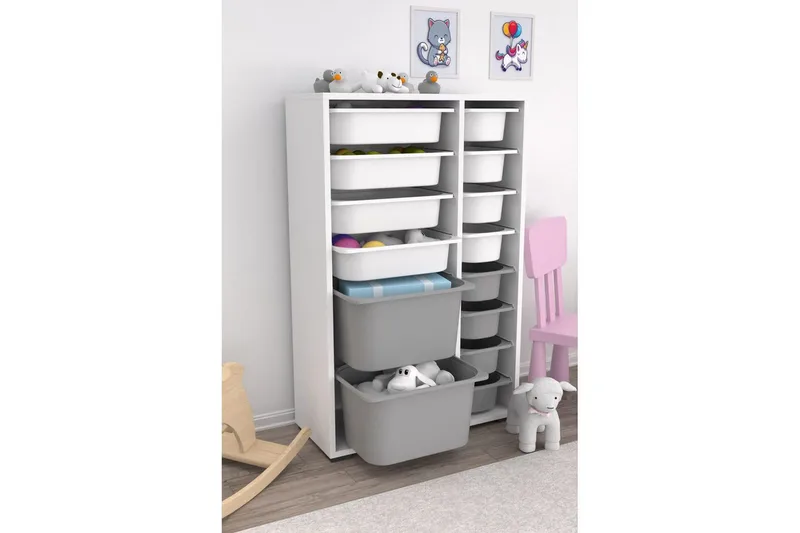 Monikäyttöinen kaappi Core (69,5 x 109 x 30 cm) ValkoinenHarmaa 2 - ValkoinenHarmaa 2 - Säilytys - Piensäilytys - Säilytyslaatikko