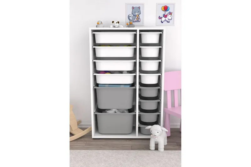 Monikäyttöinen kaappi Core (69,5 x 109 x 30 cm) ValkoinenHarmaa 2 - ValkoinenHarmaa 2 - Säilytys - Piensäilytys - Säilytyslaatikko