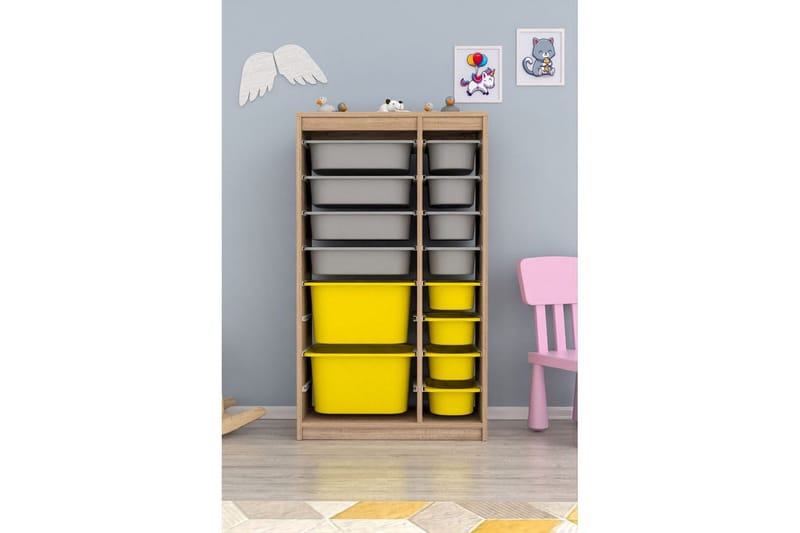 Monikäyttöinen kaappi Montana (69 x 112,2 x 29,6 cm) Sonomo Harmaa / Keltainen - Sonomo Harmaa / Keltainen - Säilytys - Piensäilytys - Säilytyslaatikko