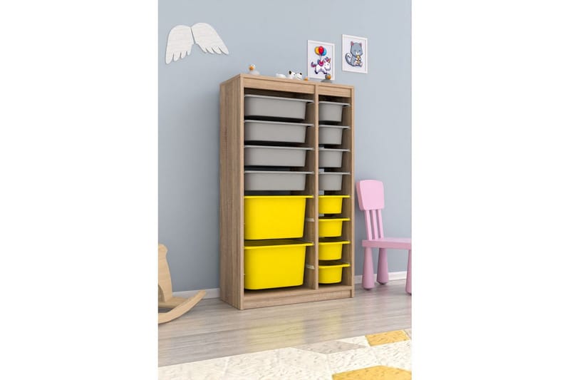 Monikäyttöinen kaappi Montana (69 x 112,2 x 29,6 cm) Sonomo Harmaa / Keltainen - Sonomo Harmaa / Keltainen - Säilytys - Piensäilytys - Säilytyslaatikko