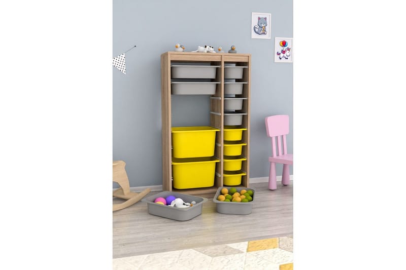 Monikäyttöinen kaappi Montana (69 x 112,2 x 29,6 cm) Sonomo Harmaa / Keltainen - Sonomo Harmaa / Keltainen - Säilytys - Piensäilytys - Säilytyslaatikko