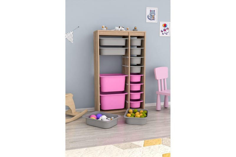 Monikäyttöinen kaappi Montana (69 x 112,2 x 29,6 cm) Sonomo Harmaa / Vaaleanpunainen - Sonomo Harmaa / Vaaleanpunainen - Säilytys - Piensäilytys - Säilytyslaatikko