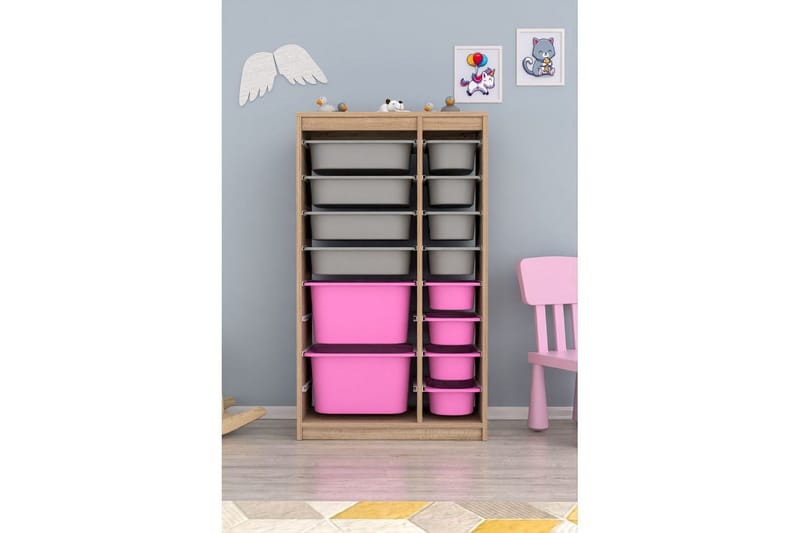 Monikäyttöinen kaappi Montana (69 x 112,2 x 29,6 cm) Sonomo Harmaa / Vaaleanpunainen - Sonomo Harmaa / Vaaleanpunainen - Säilytys - Piensäilytys - Säilytyslaatikko