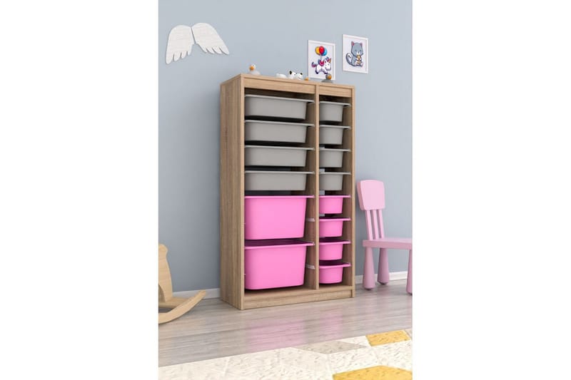 Monikäyttöinen kaappi Montana (69 x 112,2 x 29,6 cm) Sonomo Harmaa / Vaaleanpunainen - Sonomo Harmaa / Vaaleanpunainen - Säilytys - Piensäilytys - Säilytyslaatikko