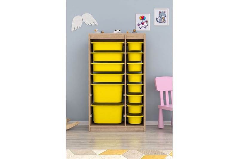 Monikäyttöinen kaappi Montana (69 x 112,2 x 29,6 cm) Sonomo / Keltainen - Sonomo / Keltainen - Säilytys - Piensäilytys - Säilytyslaatikko