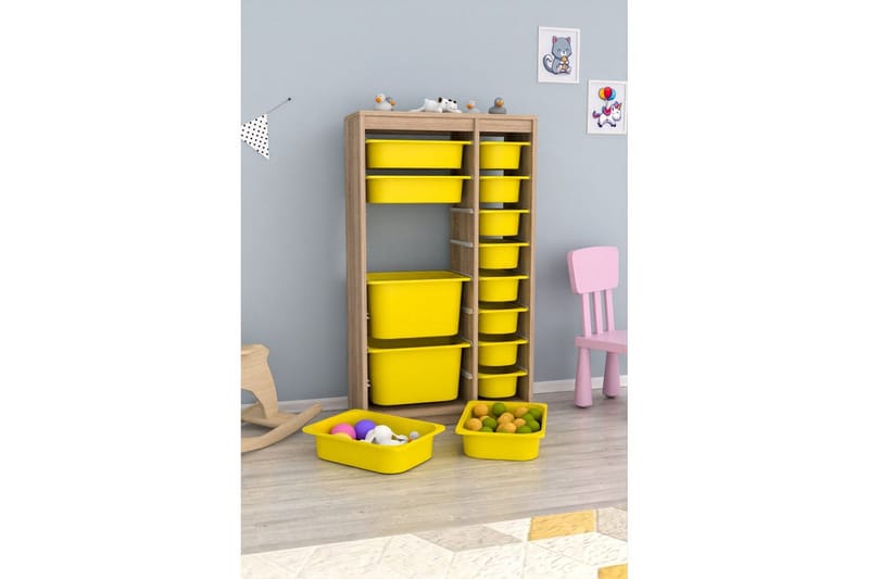 Monikäyttöinen kaappi Montana (69 x 112,2 x 29,6 cm) Sonomo / Keltainen - Sonomo / Keltainen - Säilytys - Piensäilytys - Säilytyslaatikko