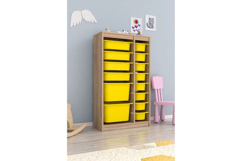 Monikäyttöinen kaappi Montana (69 x 112,2 x 29,6 cm) Sonomo / Keltainen - Sonomo / Keltainen - Säilytys - Piensäilytys - Säilytyslaatikko