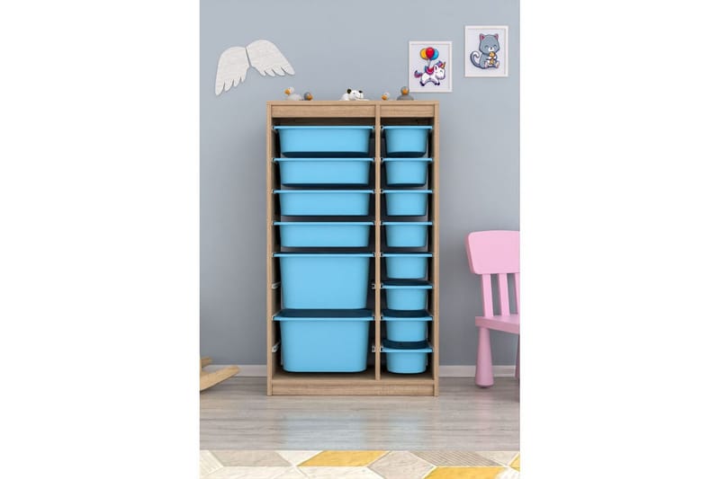 Monikäyttöinen kaappi Montana (69 x 112,2 x 29,6 cm) Sonomo / Sininen - Sonomo / Sininen - Säilytys - Piensäilytys - Säilytyslaatikko