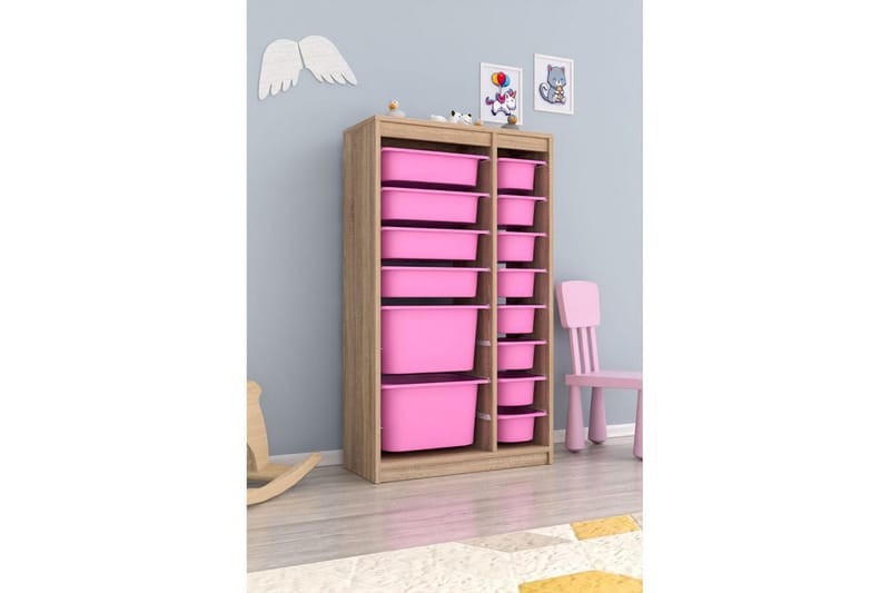 Monikäyttöinen kaappi Montana (69 x 112,2 x 29,6 cm) Sonomo / Vaaleanpunainen - Sonomo / Vaaleanpunainen - Säilytys - Piensäilytys - Säilytyslaatikko